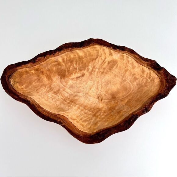 Rustic Wood Bowl Hand Carved Natural Edge Tree Bark Bowl - Picture 1 of 12